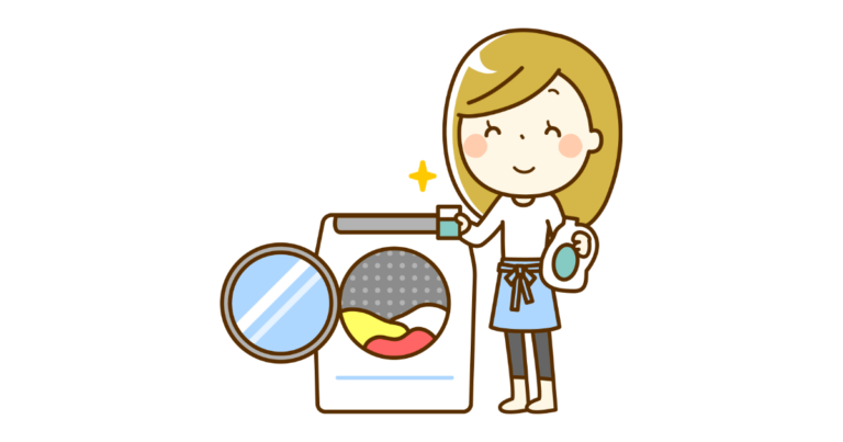 洗濯をする女性（洗濯機）