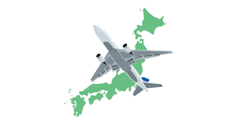 日本列島と飛行機