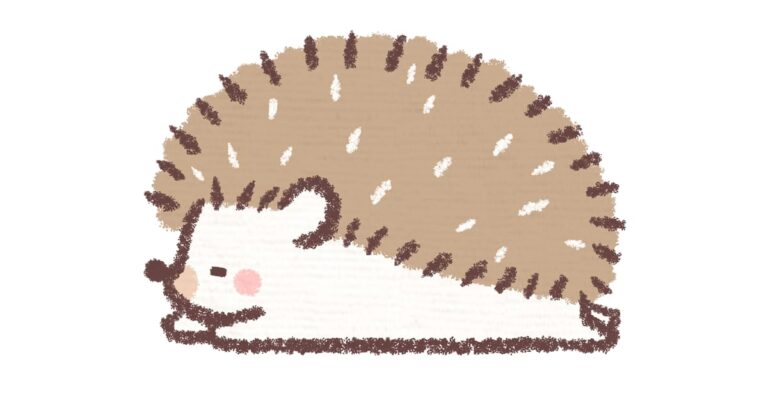 目をつむって寝るハリネズミ