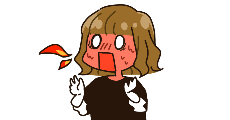 辛くて火を吹く女性