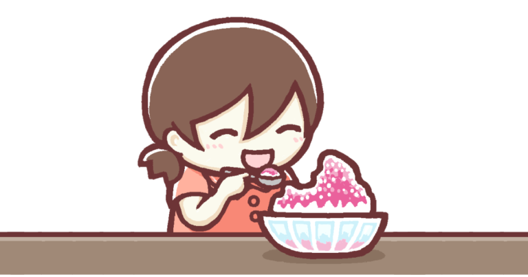 かき氷を食べる女の子