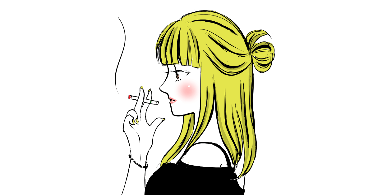 タバコを吸う美少女