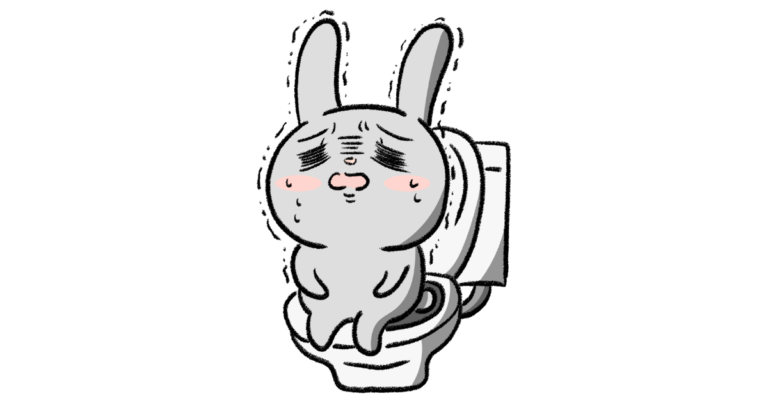 トイレで力んでいるウサギ