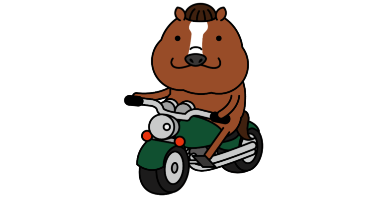 バイクに乗る馬