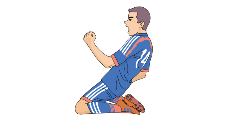 日本代表サッカー選手が勝利の雄叫び