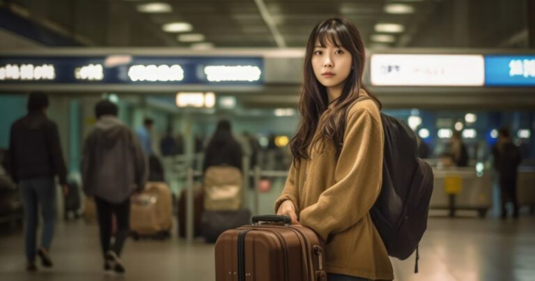 空港にいる女性