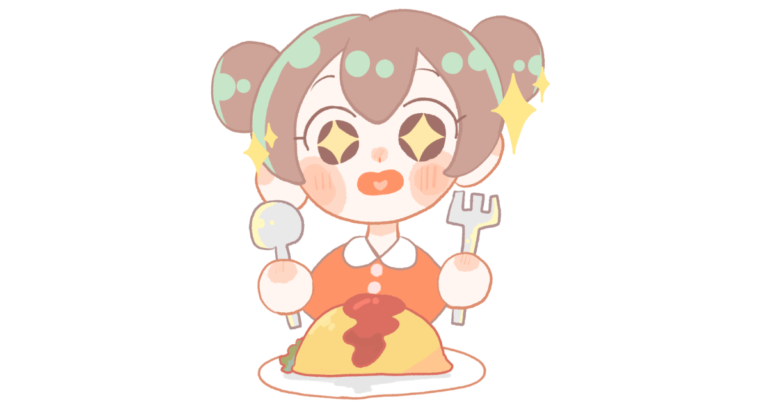 オムライスを食べようとしている可愛い女の子