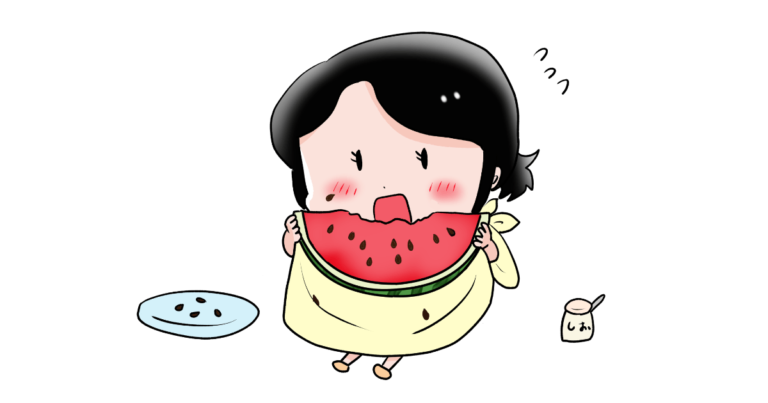 スイカを食べる女の子
