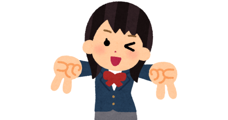 ギャルピースする女子高生