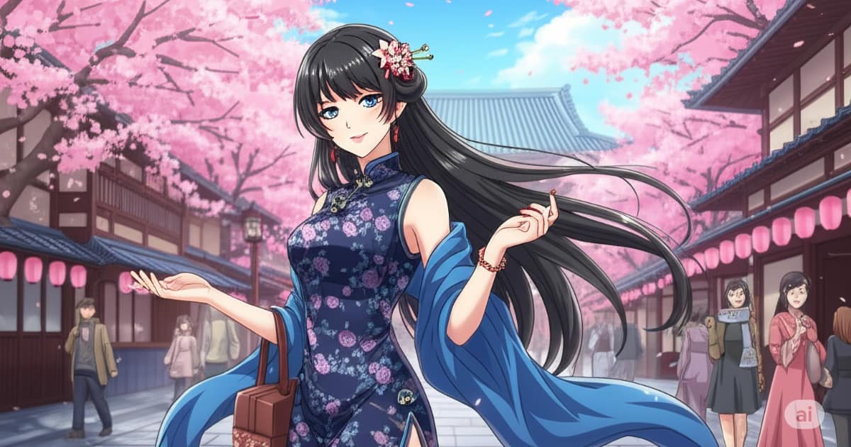 日本旅行をする中国人美女