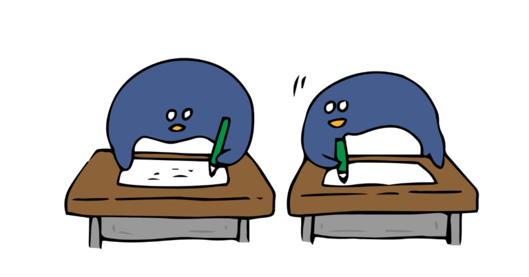 カンニングするペンギン