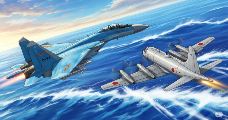 哨戒機P-3Cに異常に接近する中国の戦闘機J-15