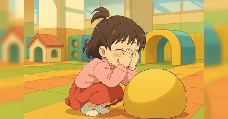 かくれんぼをする3歳の女の子