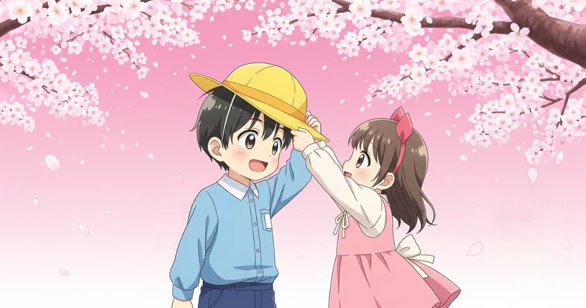 桜の木の下にいる尊くて可愛い兄妹