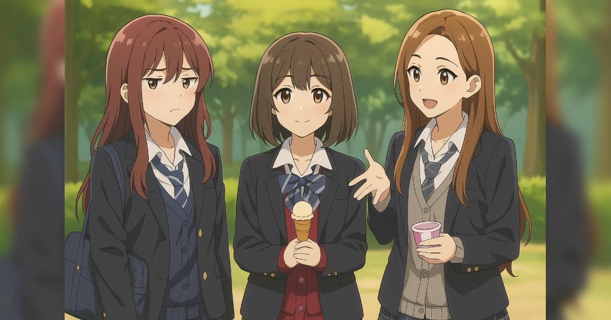 可愛い女子高生3人