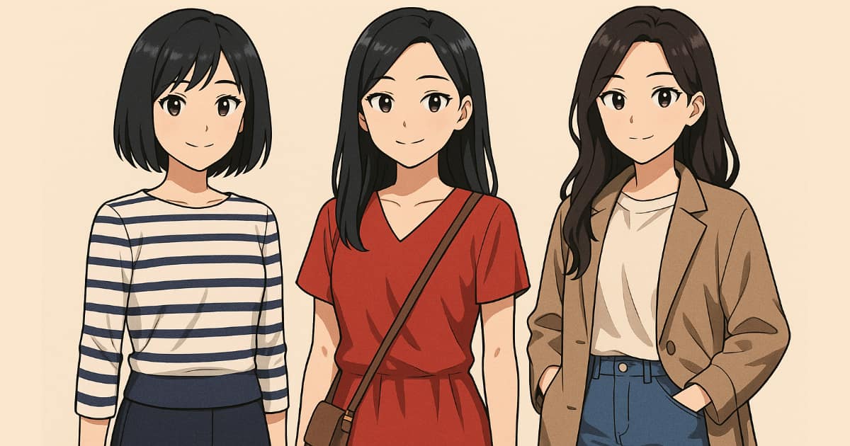日本人女性、中国人女性、韓国人女性