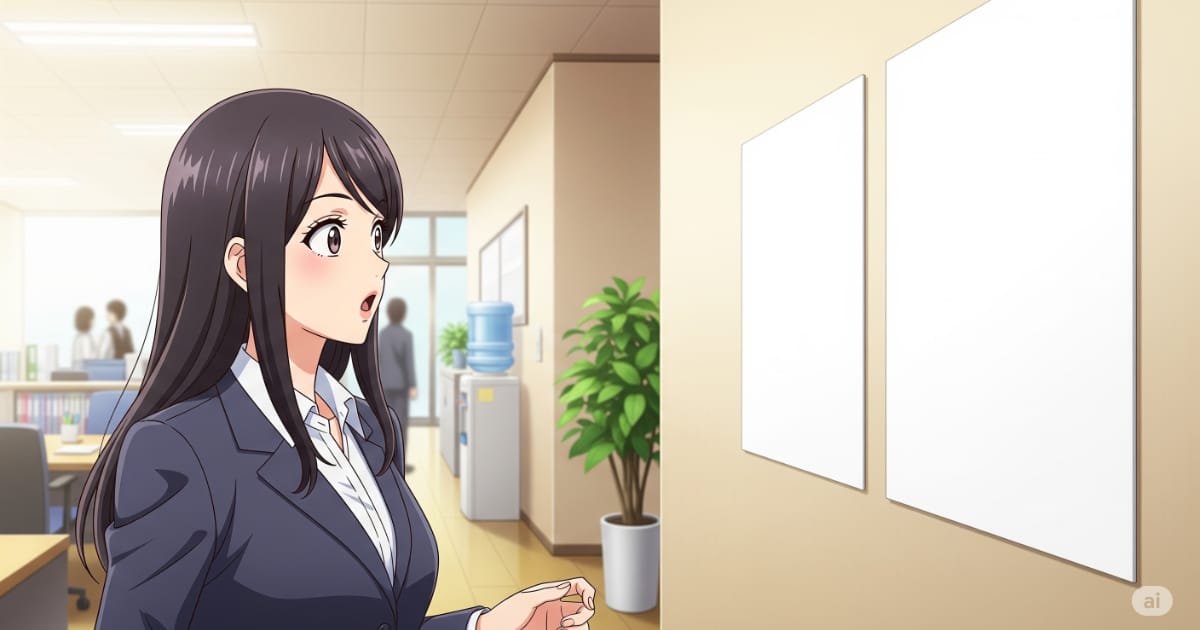 会社に貼られていた貼り紙に驚く美少女OL