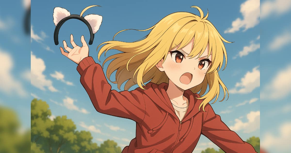 カチューシャを大胆に脱ぎ捨てる美少女