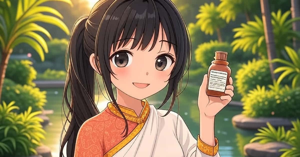 タイの虫刺され薬を持つ女の子