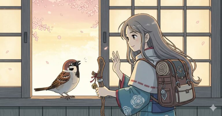 旅立ちを見送りに来てくれたスズメ