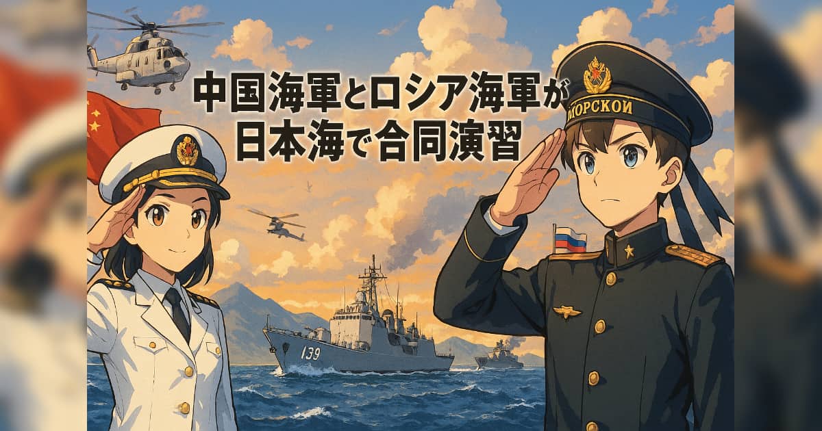 中国海軍とロシア海軍が日本海で合同演習