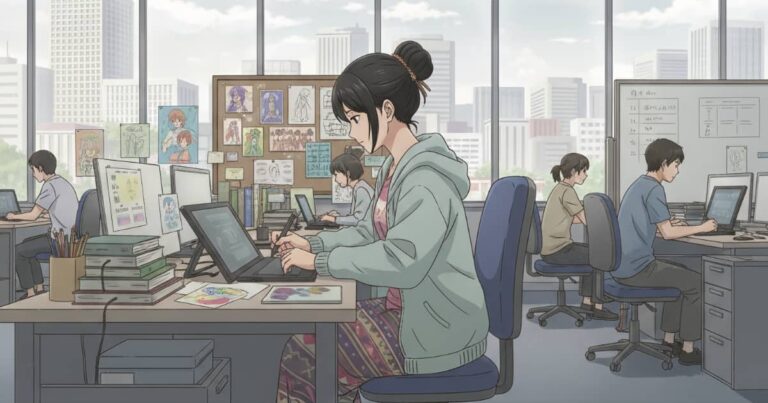 アニメスタジオで働くミャンマー人女性