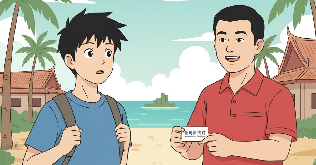 シアヌークビルで中国人風の男性に声をかけられる日本人男性