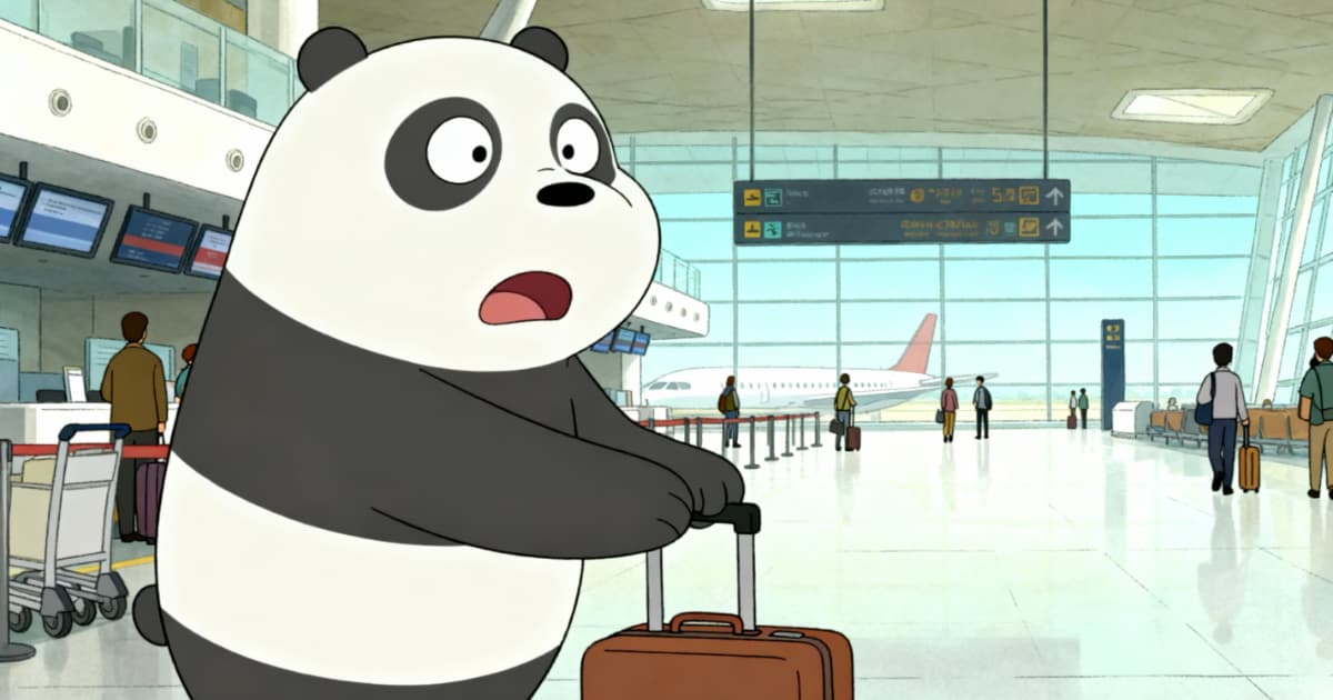 急に中国に帰ることになって驚いているパンダ