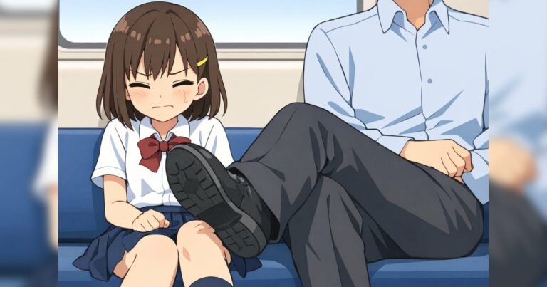 電車で隣の人の靴底が当たる
