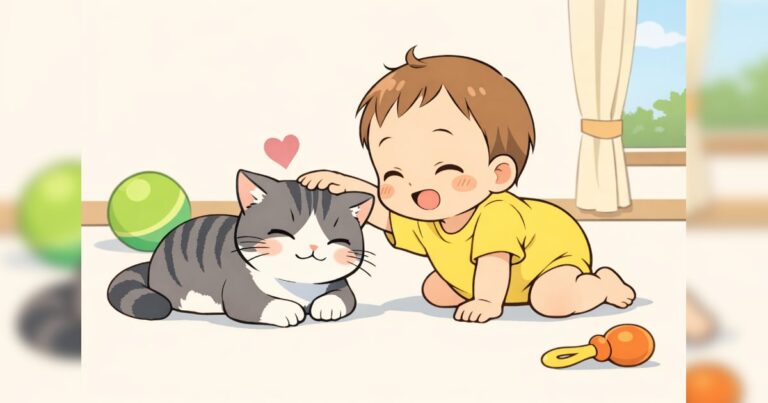 可愛いネコと赤ちゃん