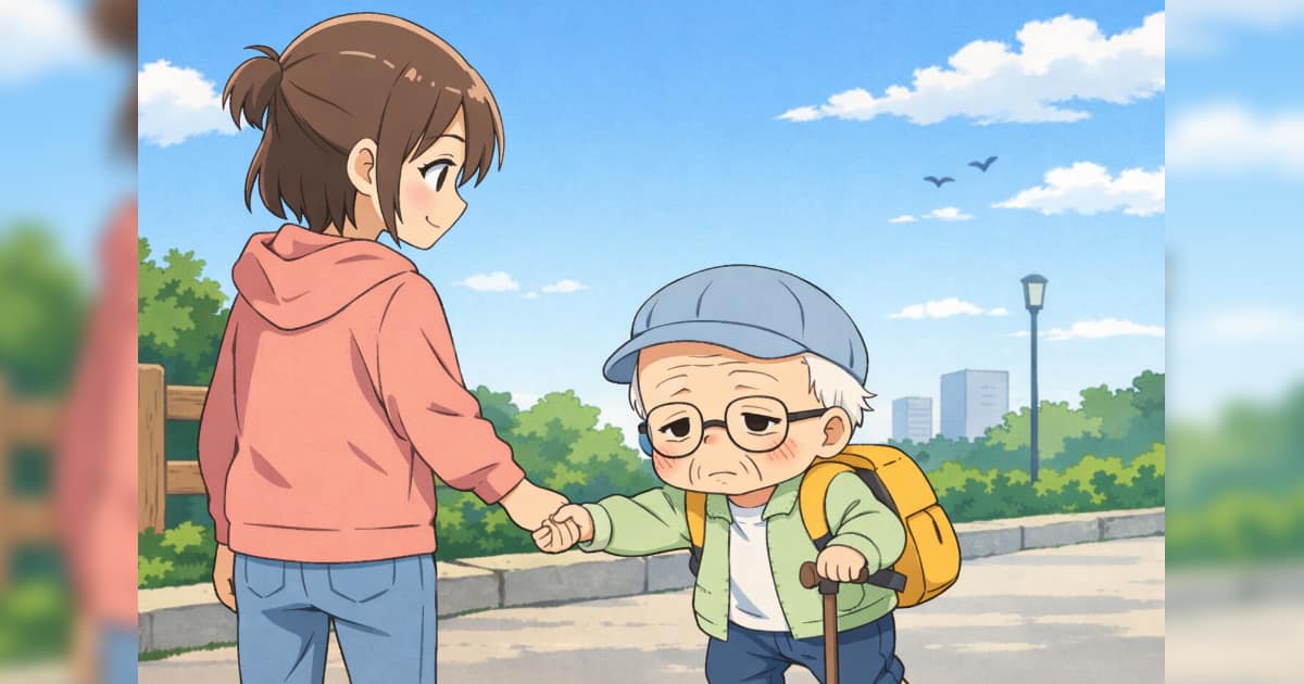 お散歩するといつも年老いてしまう息子