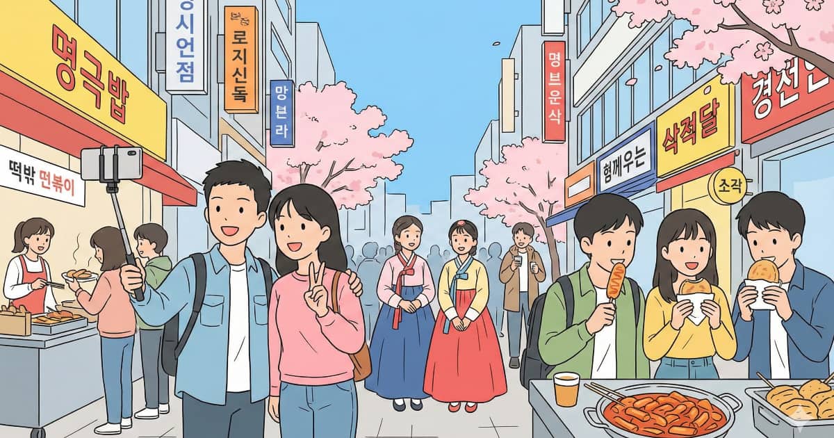 韓国を訪れ、観光を楽しむ中国人観光客たち