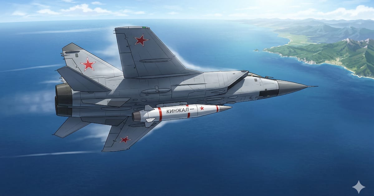 極超音速ミサイル「キンジャル」搭載のミグ31戦闘機が日本海公海上を飛行