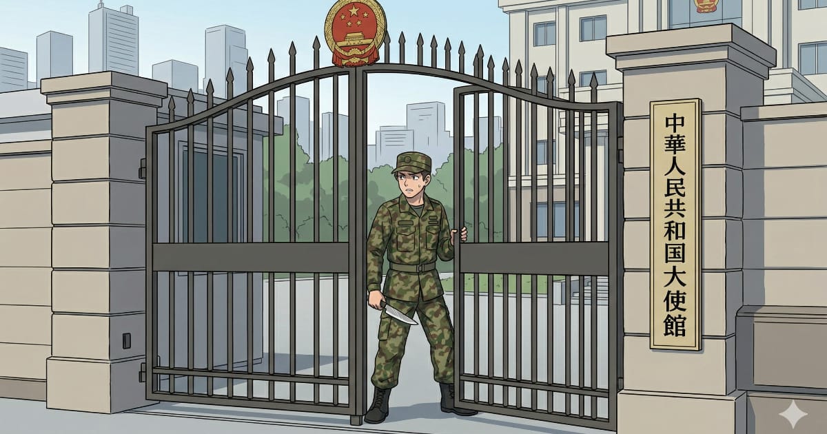 中国大使館に自衛官が侵入