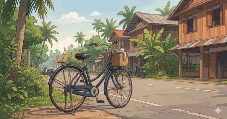 ラオスで日本の自転車を発見
