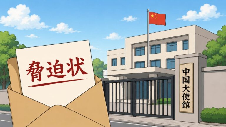 在日本中国大使館に脅迫状