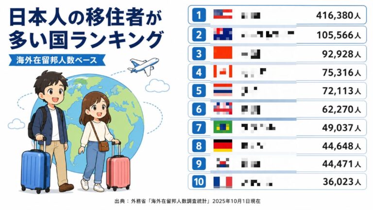日本人の移住者が多い国ランキング