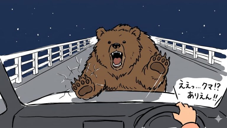 北海道の橋の上で「巨大ヒグマが車を襲撃する映像」が恐ろしすぎる！【タイ人の反応】